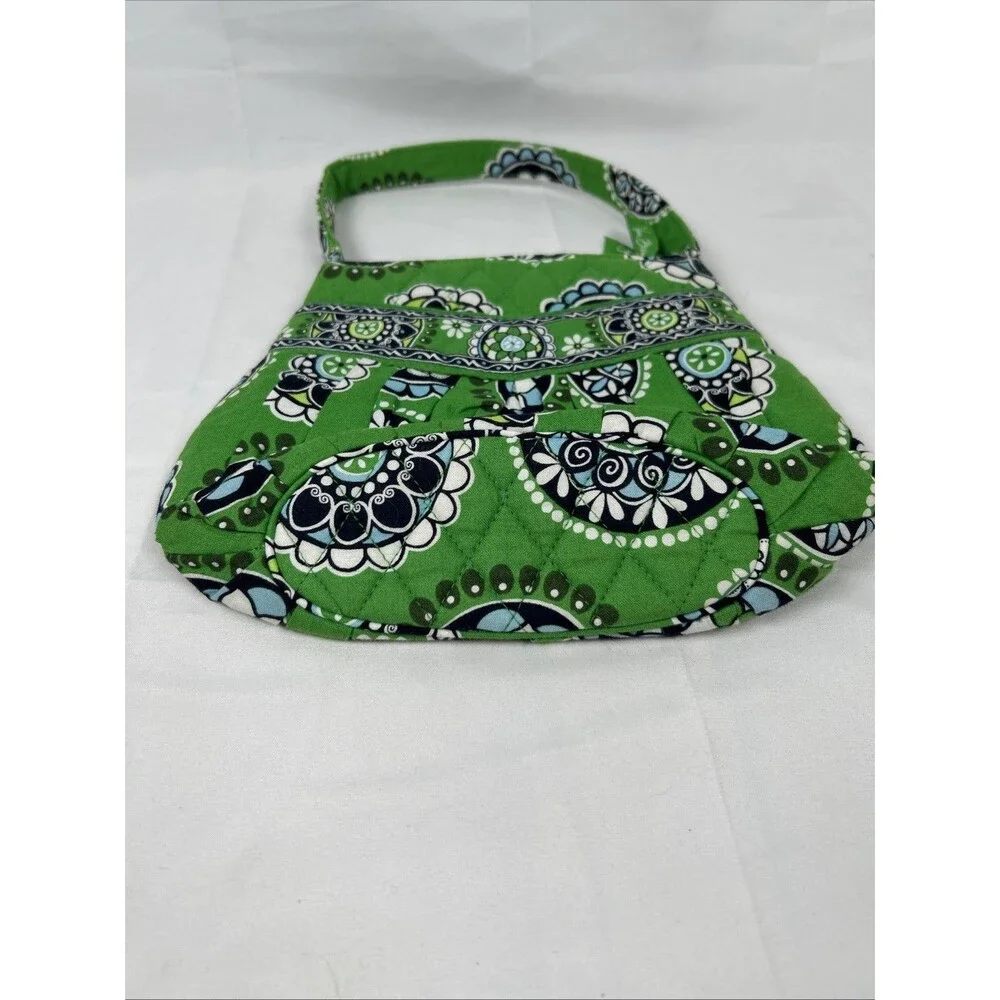 Vera Bradley Retired Hannah Handbag in Cupcakes Green Blue Pleated Small